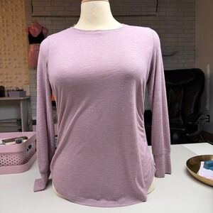 Shambhala Long Sleeve Top Ruched Side Heathered Mauve Athleisure Yoga XL